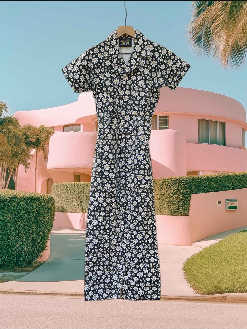 Big Bud Press Black Lazy Daisy Short Sleeve Jumpsuit Size XS